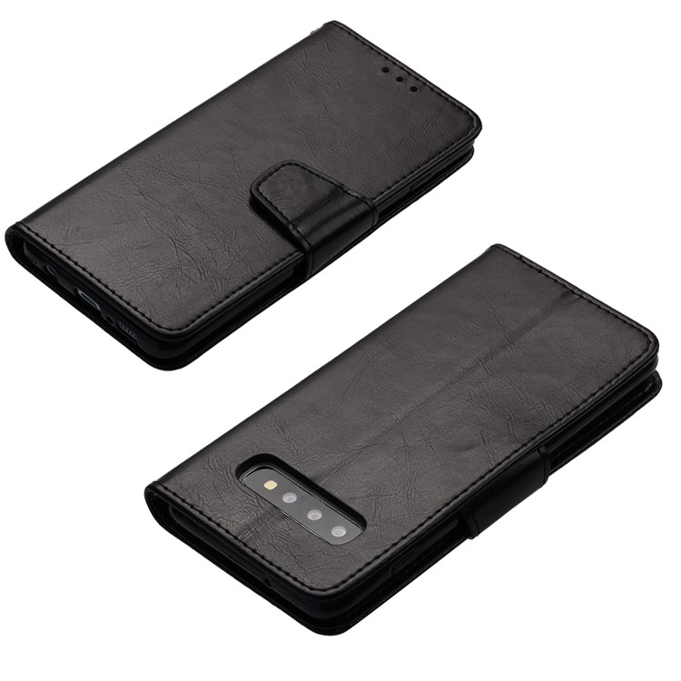 Retro Style PU Leather Magnetic Wallet Stand Cover for Samsung Galaxy S10 - Black-7