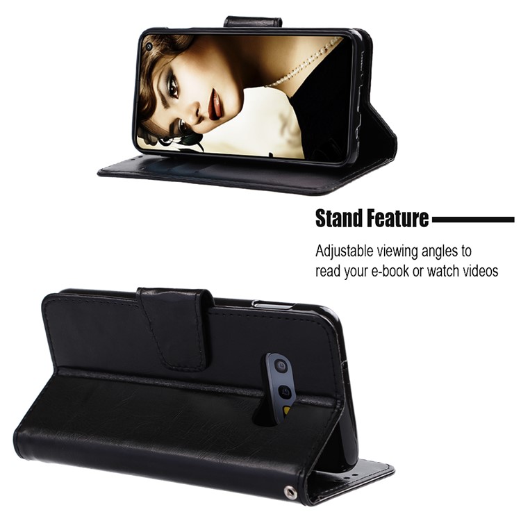 Retro Style PU Leather Magnetic Wallet Stand Cover for Samsung Galaxy S10e - Black-4