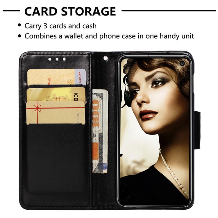 Retro Style PU Leather Magnetic Wallet Stand Cover for Samsung Galaxy S10e - Black-6