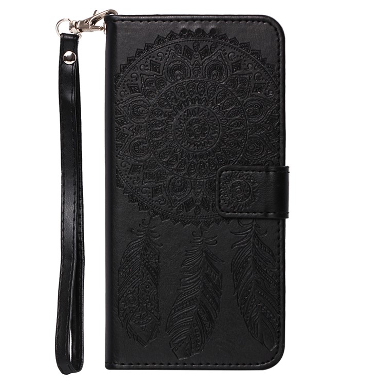 For Samsung Galaxy S10 Imprint Dream Catcher Leather Wallet Case - Black-2