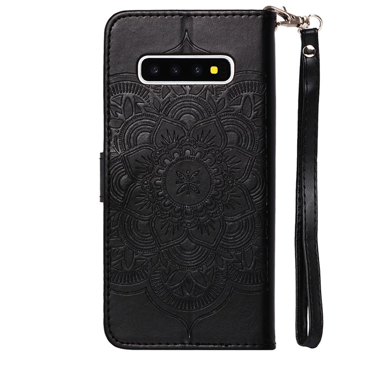 For Samsung Galaxy S10 Imprint Dream Catcher Leather Wallet Case - Black-3