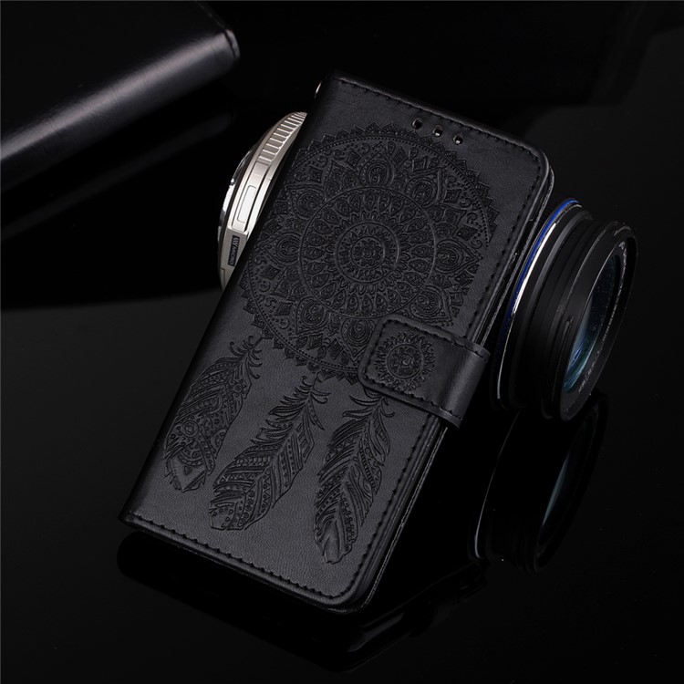 For Samsung Galaxy S10 Imprint Dream Catcher Leather Wallet Case - Black-8