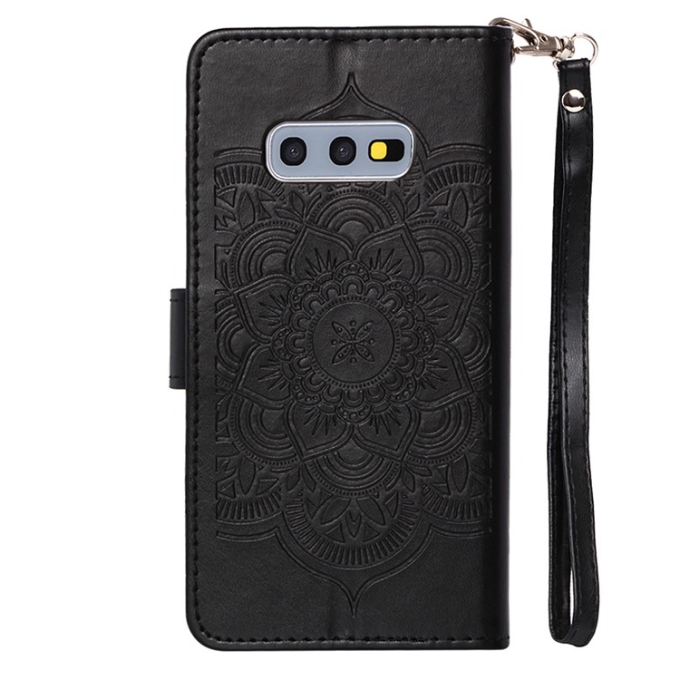 For Samsung Galaxy S10e Imprint Dream Catcher Leather Wallet Protective Shell - Black-3