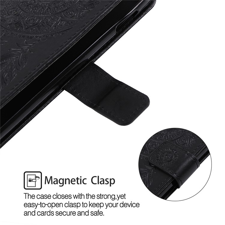 For Samsung Galaxy S10e Imprint Dream Catcher Leather Wallet Protective Shell - Black-7