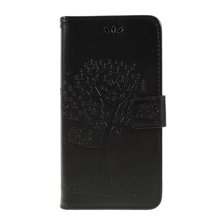 Imprint Tree Owl Magnetic Wallet PU Leather Cover with Stand for Samsung Galaxy M30 - Black-3