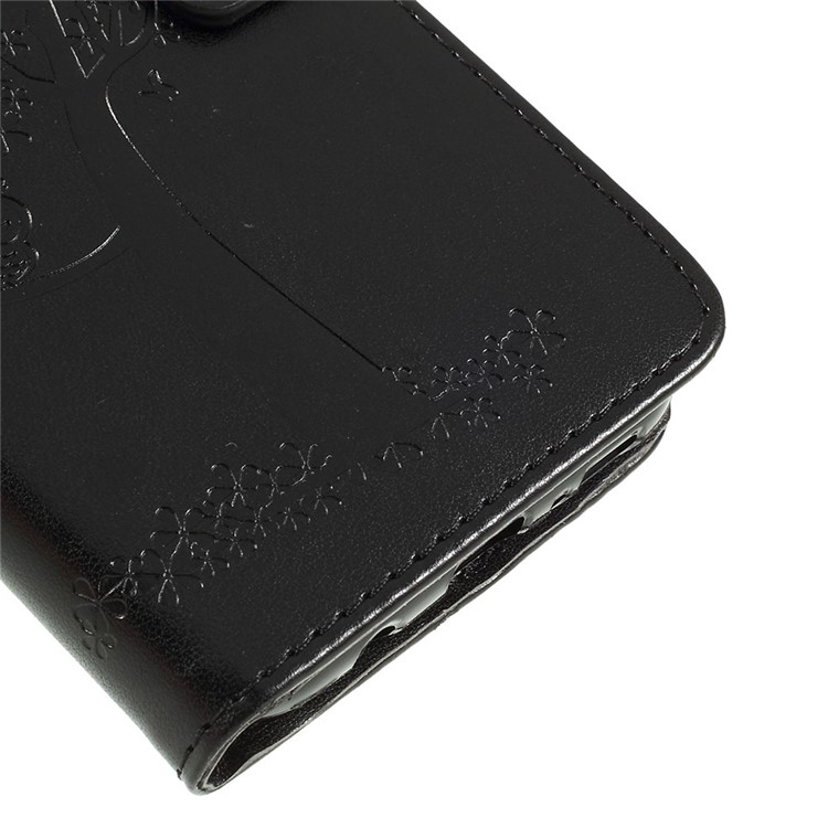 Imprint Tree Owl Magnetic Wallet PU Leather Cover with Stand for Samsung Galaxy M30 - Black-4