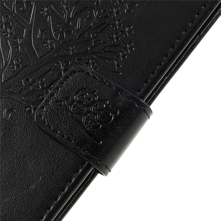 Imprint Tree Owl Magnetic Wallet PU Leather Cover with Stand for Samsung Galaxy M30 - Black-6