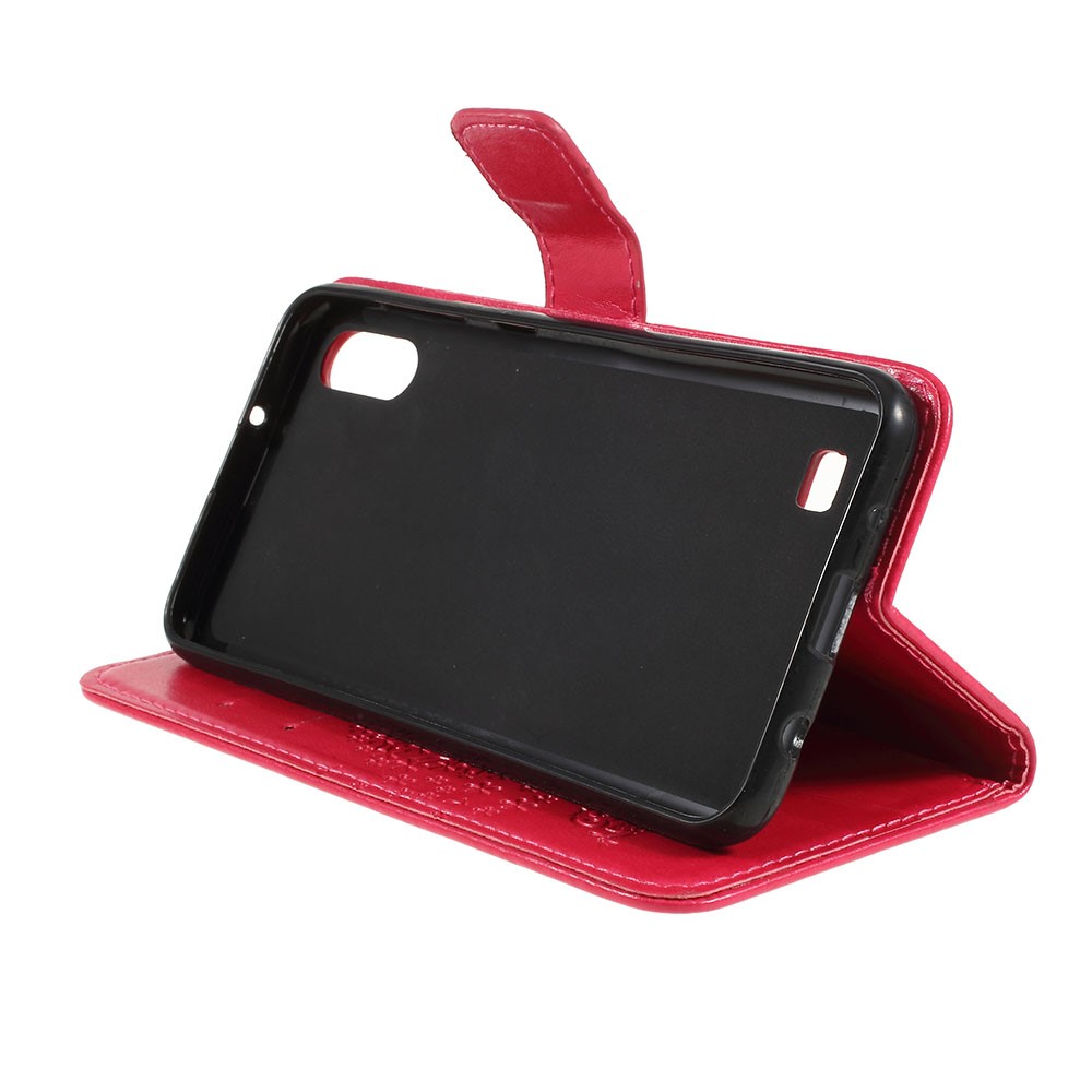 Estuche De Cuero Billetera Magnética Billetera De PU Cubierta Con Soporte Para Samsung Galaxy A10 - Rojo-2