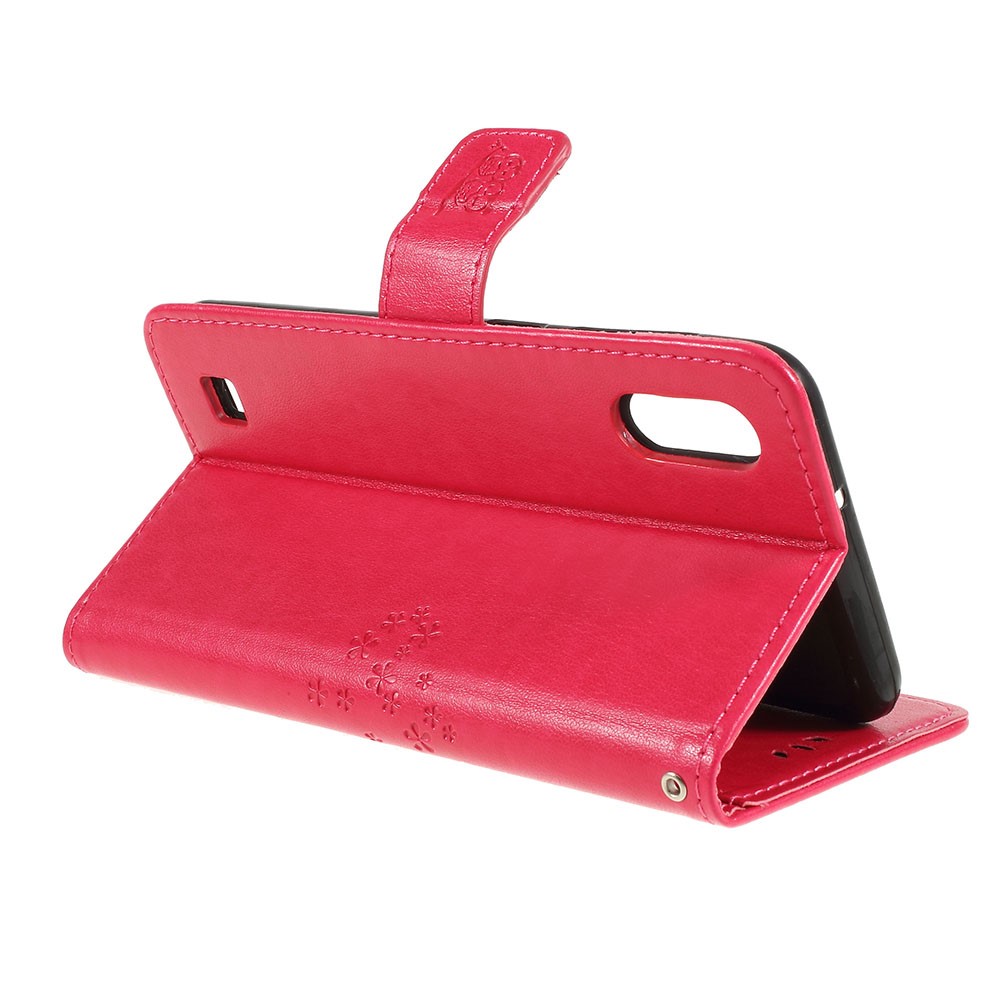 Estuche De Cuero Billetera Magnética Billetera De PU Cubierta Con Soporte Para Samsung Galaxy A10 - Rojo-3