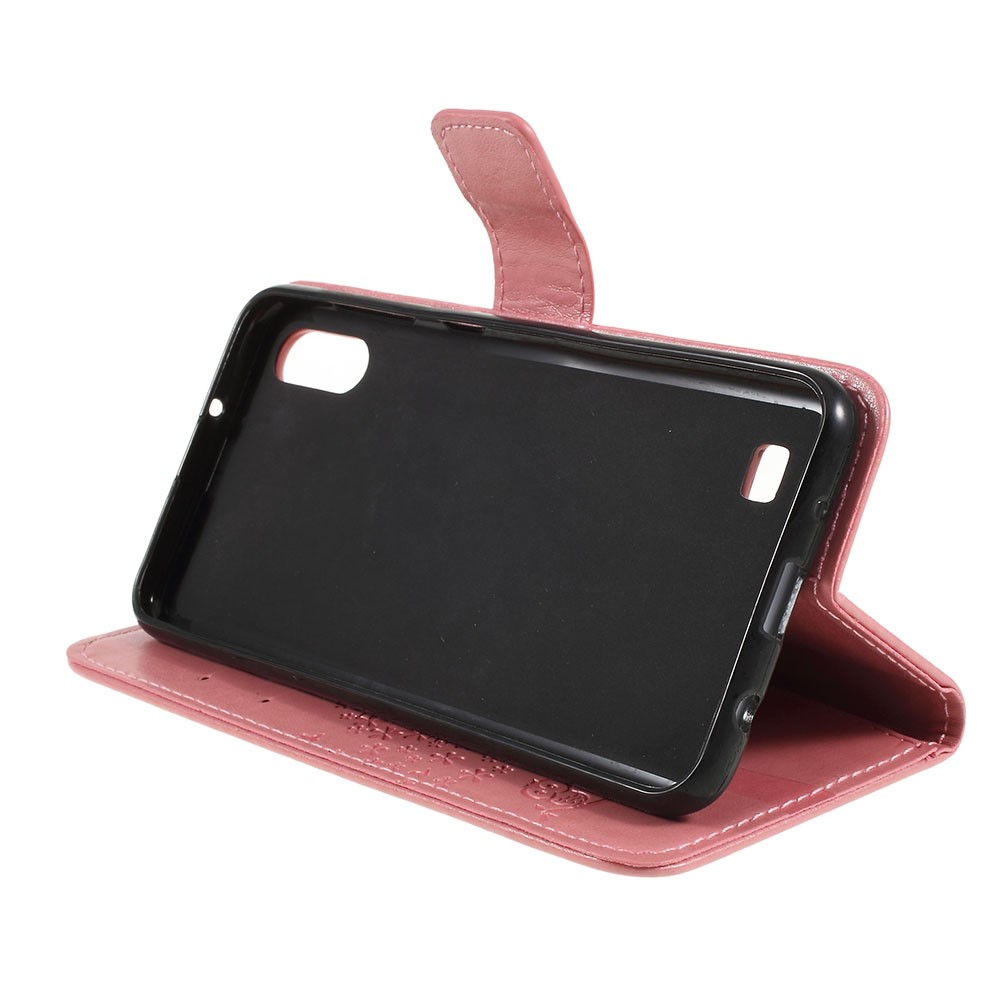 Tampa Magnética Do Couro Do Plutônio Da Carteira Da Coruja Da Árvore Da Impressão Com Suporte Para A Galáxia A10 De Samsung - Rosa-2