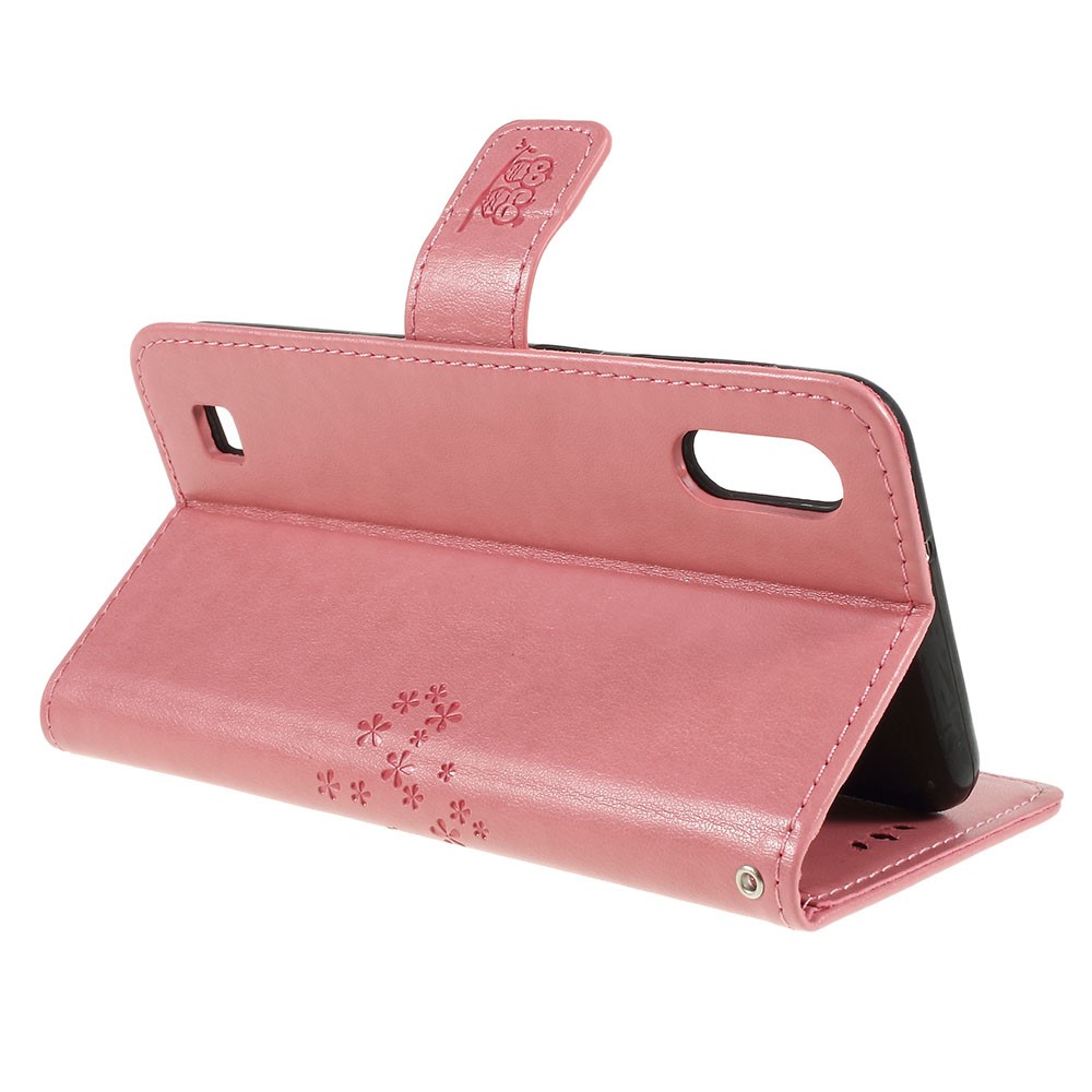 Tampa Magnética Do Couro Do Plutônio Da Carteira Da Coruja Da Árvore Da Impressão Com Suporte Para A Galáxia A10 De Samsung - Rosa-3