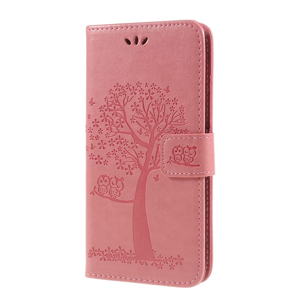 Tampa Magnética Do Couro Do Plutônio Da Carteira Da Coruja Da Árvore Da Impressão Com Suporte Para A Galáxia A10 De Samsung - Rosa-5