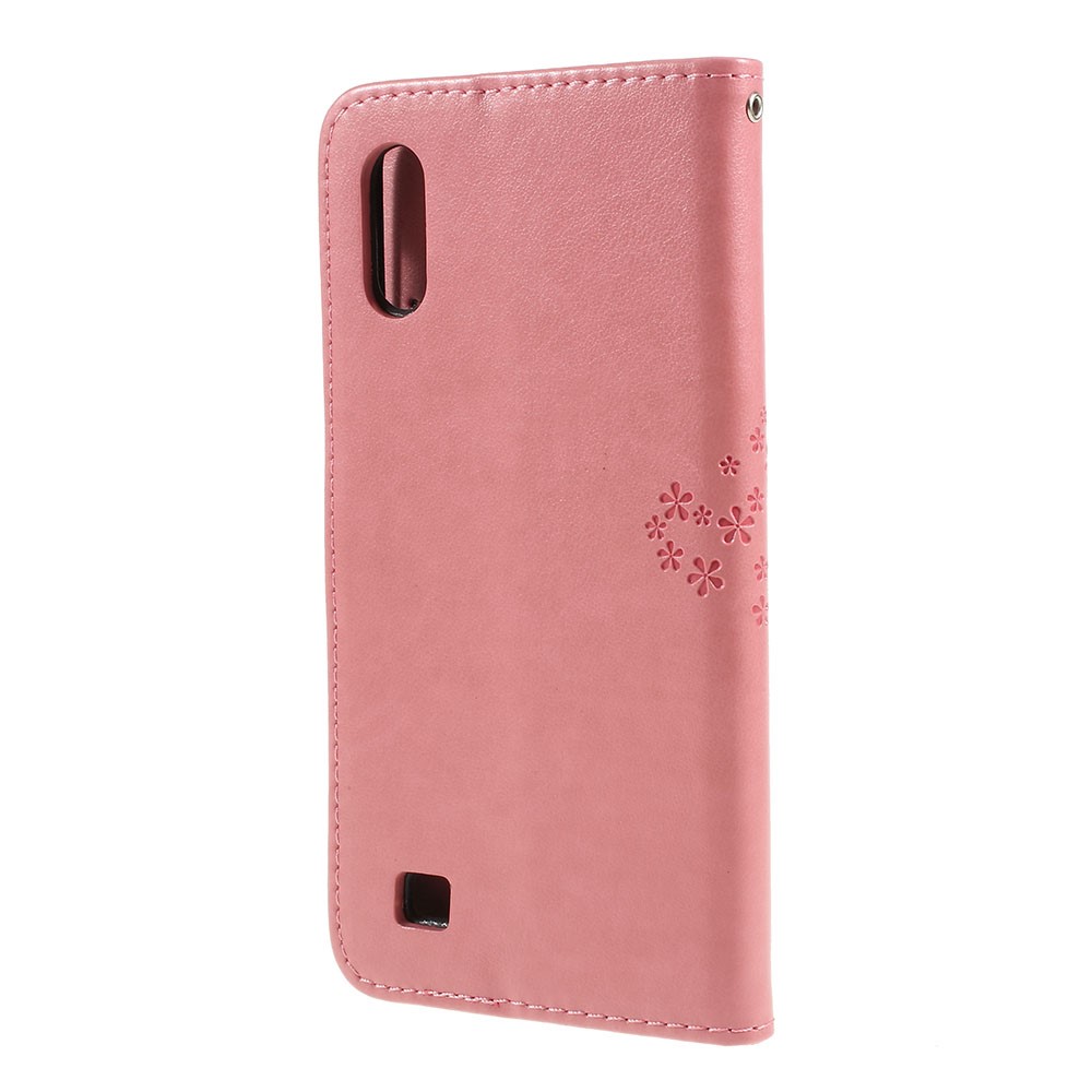 Empreinte Tree Chowl Portefeuille Magnétique PU Couver en Cuir Avec Support Pour Samsung Galaxy A10 - Rose