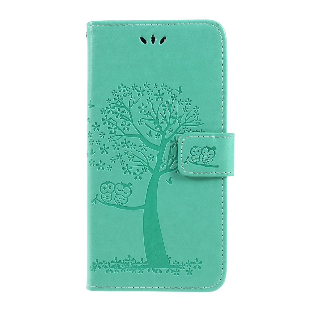 Tampa Magnética Do Couro Do Plutônio Da Carteira Da Coruja Da Árvore Da Impressão Com Suporte Para A Galáxia A10 De Samsung - Verde-1