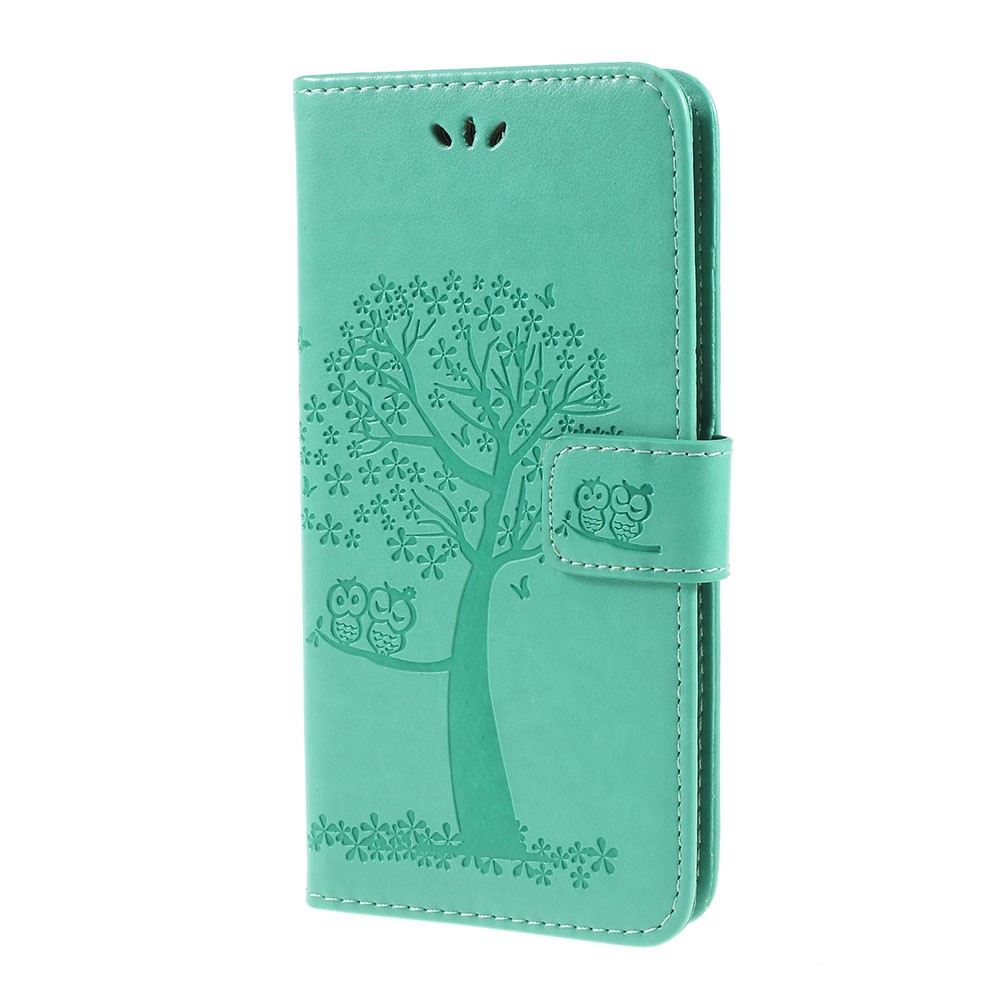 Tampa Magnética Do Couro Do Plutônio Da Carteira Da Coruja Da Árvore Da Impressão Com Suporte Para A Galáxia A10 De Samsung - Verde-5