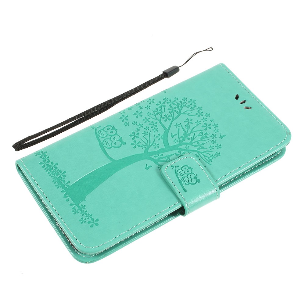 Tampa Magnética Do Couro Do Plutônio Da Carteira Da Coruja Da Árvore Da Impressão Com Suporte Para A Galáxia A10 De Samsung - Verde-7