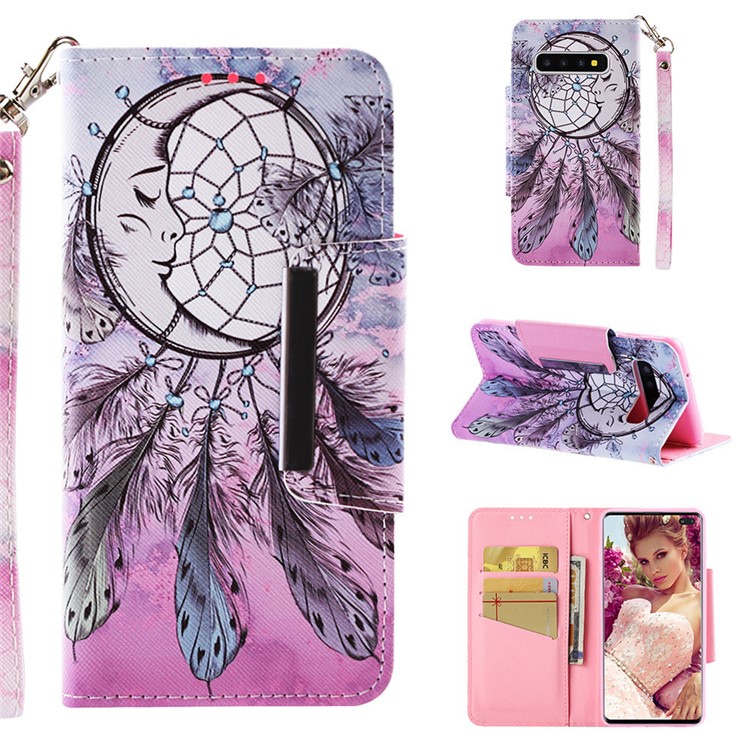 Pattern Printing Wallet Stand Leather Case for Samsung Galaxy S10 Plus - Wind Bell-1