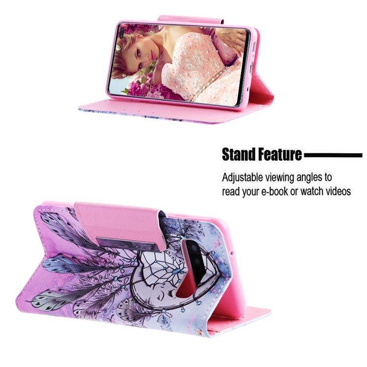 Pattern Printing Wallet Stand Leather Case for Samsung Galaxy S10 Plus - Wind Bell-4