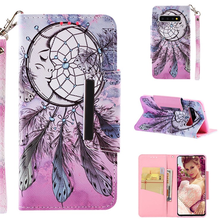 Pattern Printing Wallet Leather Magnetic Flip Casing for Samsung Galaxy S10 - Wind Bell-1