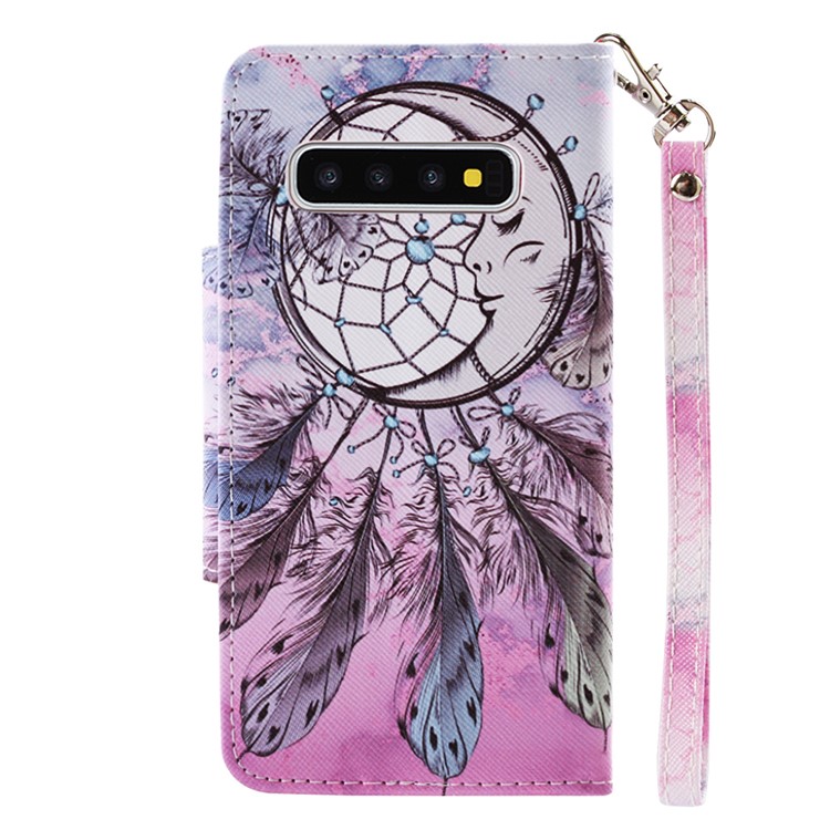 Pattern Printing Wallet Leather Magnetic Flip Casing for Samsung Galaxy S10 - Wind Bell-3