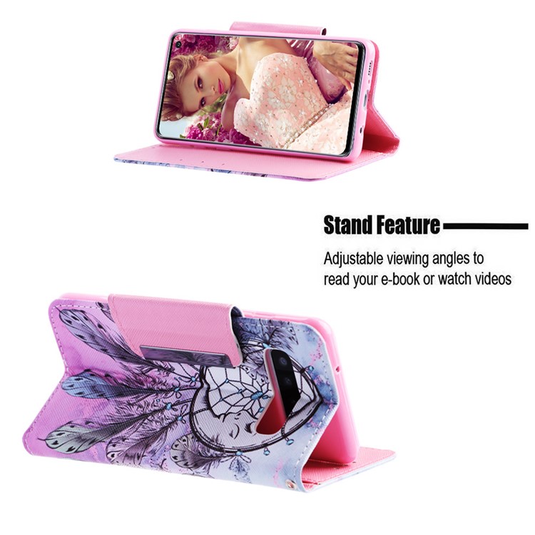 Pattern Printing Wallet Leather Magnetic Flip Casing for Samsung Galaxy S10 - Wind Bell-4
