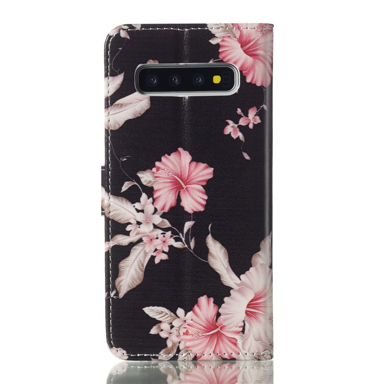 Pattern Printing Wallet Stand PU Leather Case for Samsung Galaxy S10 - Pretty Flower-4