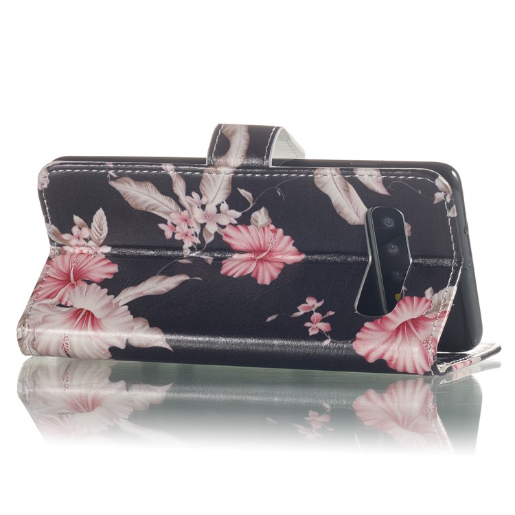 Pattern Printing Wallet Stand PU Leather Case for Samsung Galaxy S10 - Pretty Flower-8