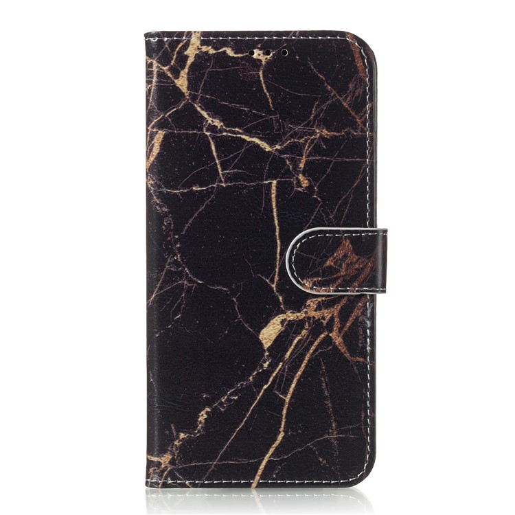 Pattern Printing Leather Wallet Case for Samsung Galaxy S10e - Black Marble-3