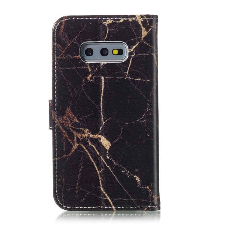 Pattern Printing Leather Wallet Case for Samsung Galaxy S10e - Black Marble-4