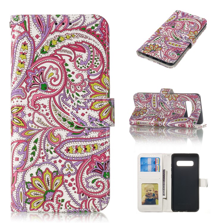 

Кожаный Кошелек С Рисунком И Тиснением Для Samsung Galaxy S10 Plus - Пейсли, Galaxy S10 Plus