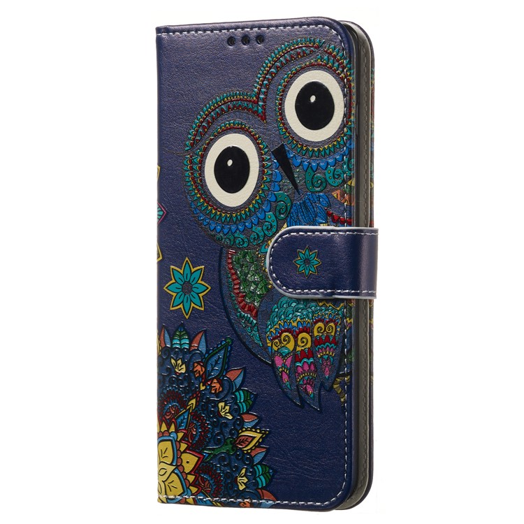 Embossment Patterned Leather Wallet Case for Samsung Galaxy S10 Plus - Owl-4