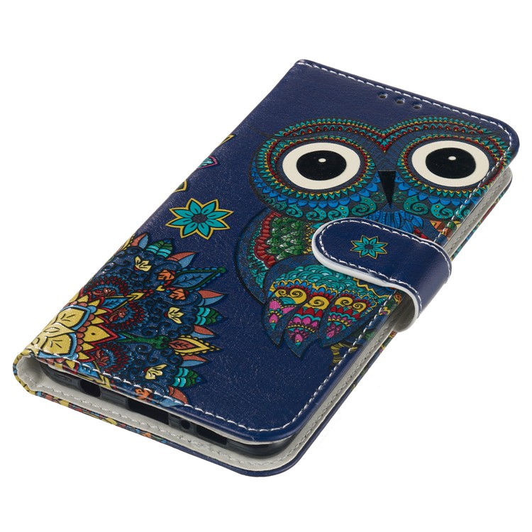 Embossment Patterned Leather Wallet Case for Samsung Galaxy S10 Plus - Owl-5