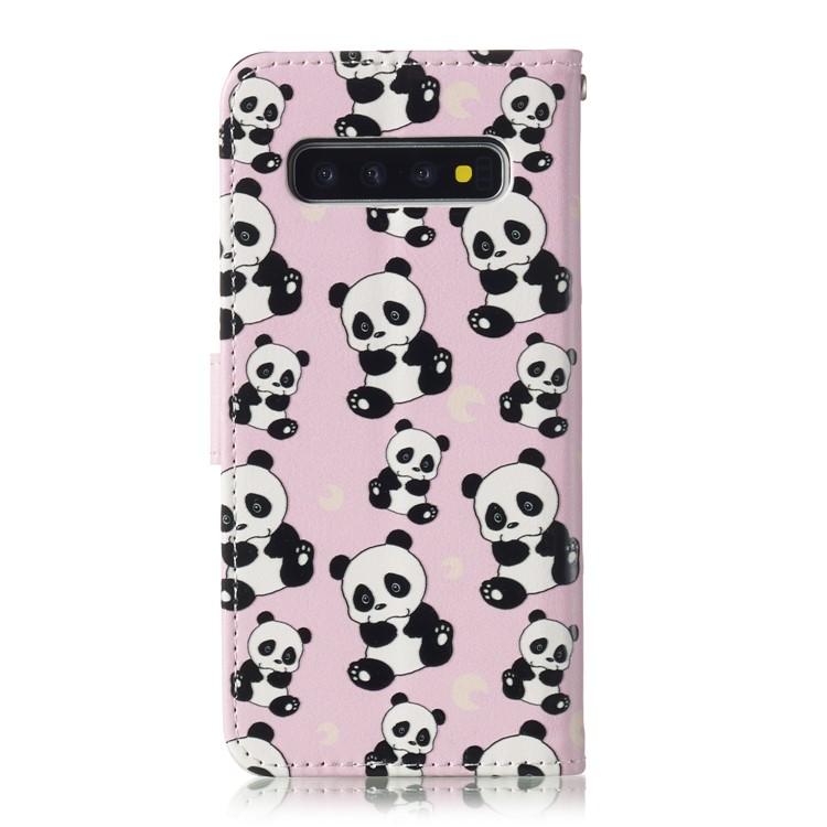 For Samsung Galaxy S10 Embossment Patterned Leather Wallet Phone Cover - Pandas-3