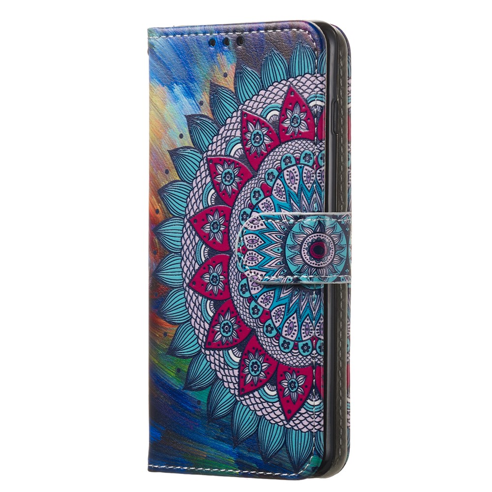 Para Samsung Galaxy S10, Cobertura da Carteira de Couro Estampada - Flor Mandala-4