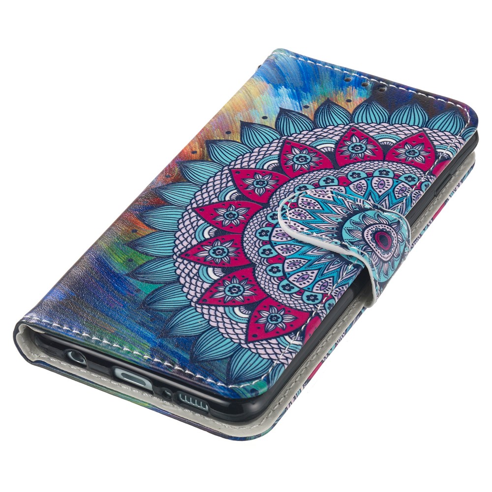 Para Samsung Galaxy S10, Cobertura da Carteira de Couro Estampada - Flor Mandala-5