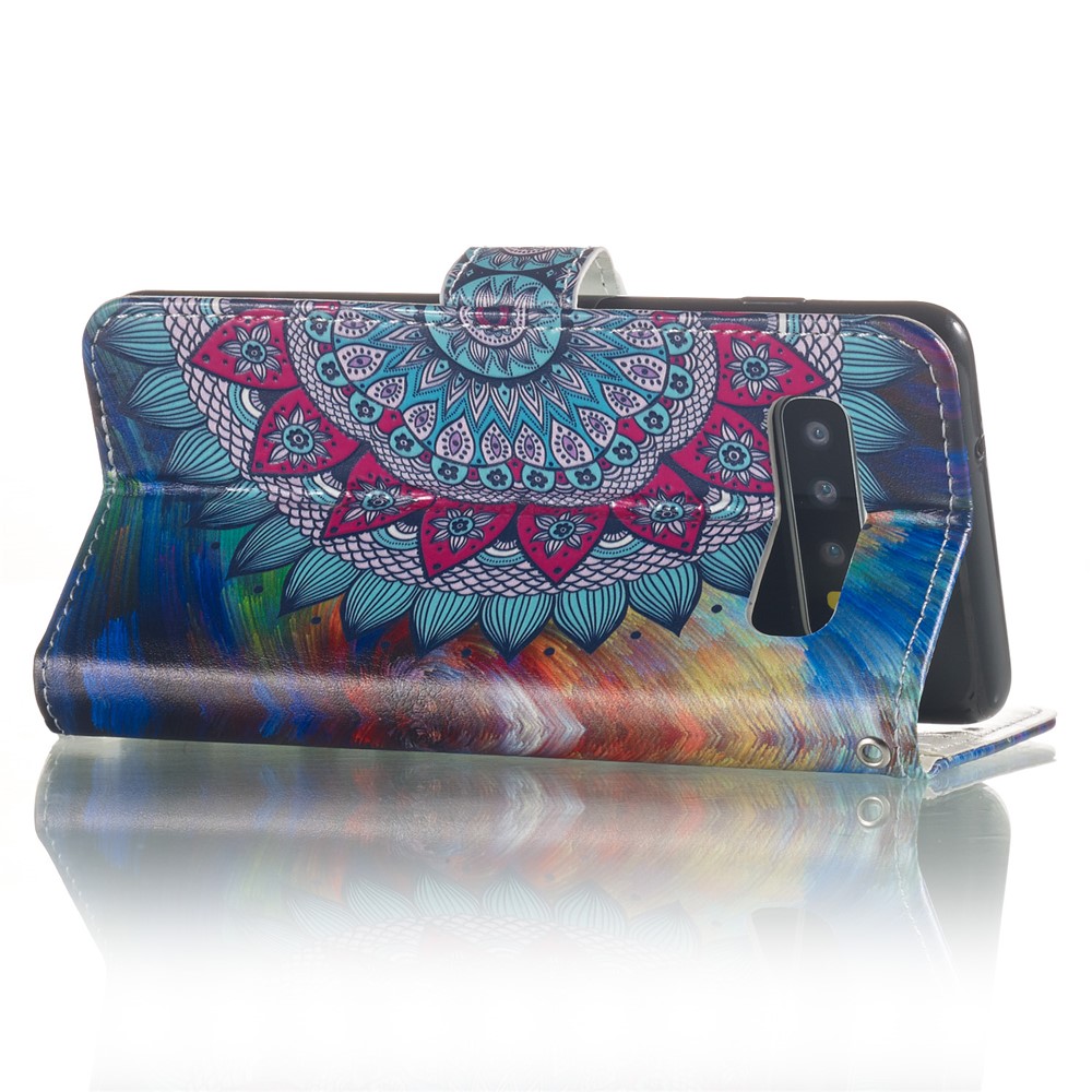 Para Samsung Galaxy S10 Embossment Modelado Couro Carteira Telefone Capa - Flor Mandala-6