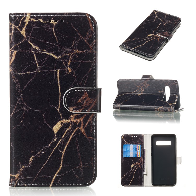 

Pattern Printing PU Leather Wallet Case for Samsung Galaxy S10 Plus - Black Marble, Galaxy S10 Plus