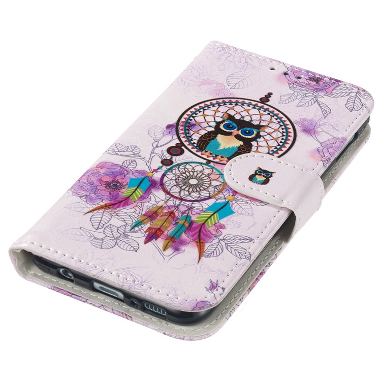 For Samsung Galaxy S10e Embossed Patterned Leather Wallet Flip Casing - Owl and Dream Catcher-5