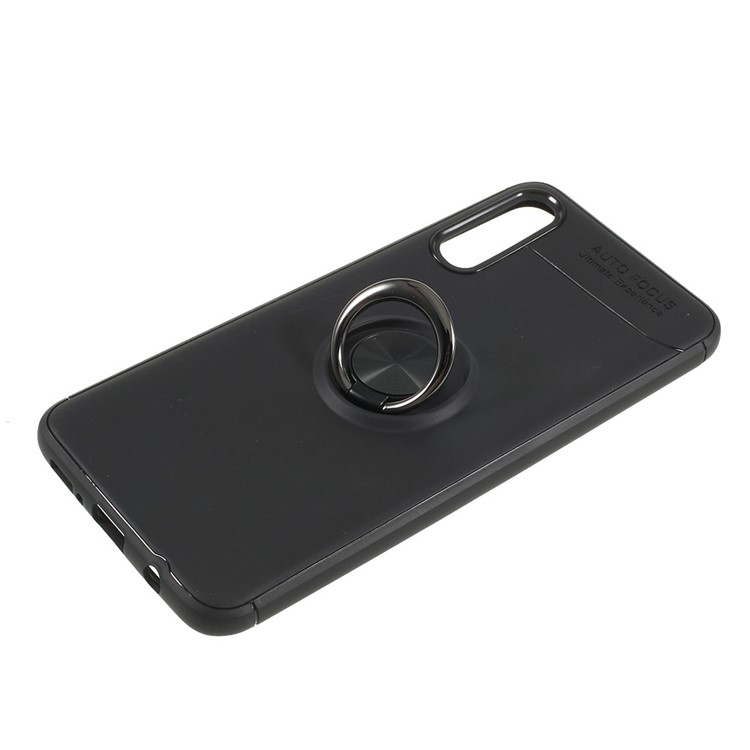 Finger Ring Kickstand TPU Case (Built-in Magnetic Metal Sheet) for Samsung Galaxy A50 - All Black-6