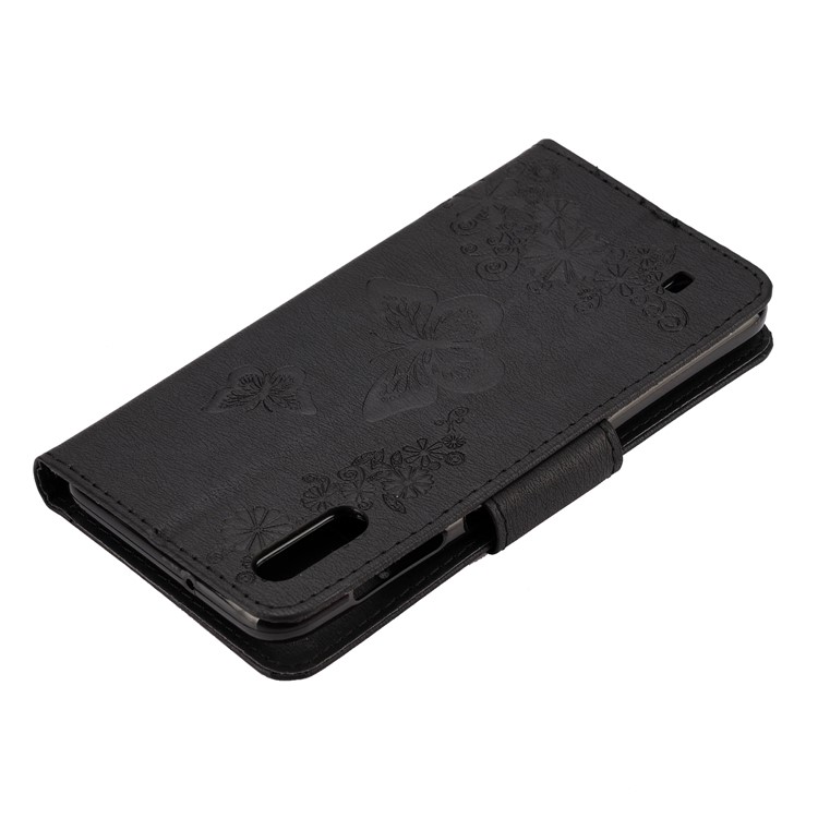 Imprint Butterfly Flowers Folio Leather Stand Cover for Samsung Galaxy M10 - Black-8