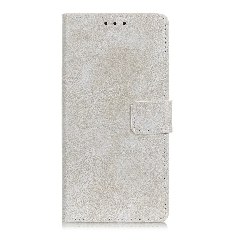 Crazy Horse Vintage Leather Wallet Flip Casing for Samsung Galaxy M30 - White-4