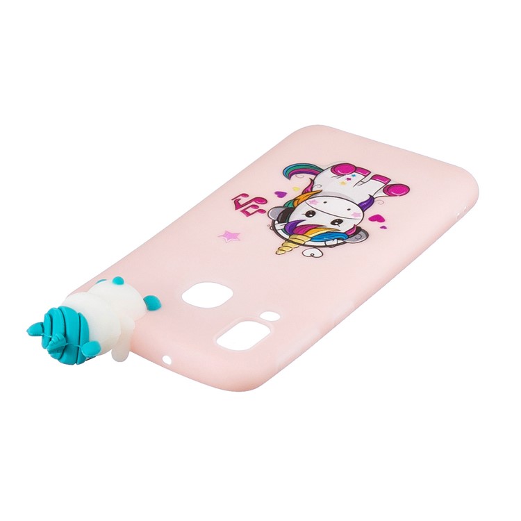 Pattern Printing TPU Gel Mobile Casing for Samsung Galaxy A40 with 3D Animal Doll - Unicorn Enjoying Music-5