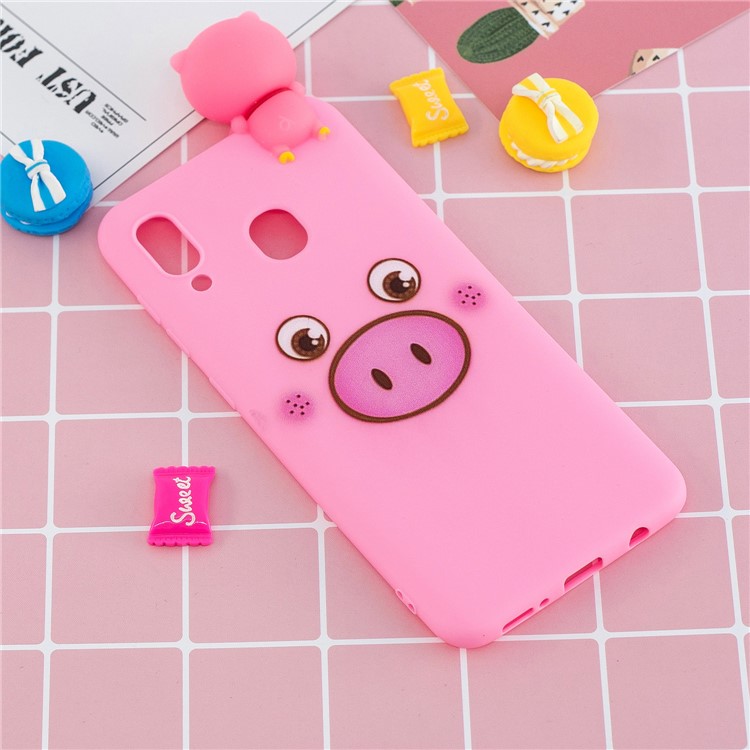 For Samsung Galaxy A30 Pattern Printing TPU Cell Phone Cover with 3D Animal Doll - Pig-6