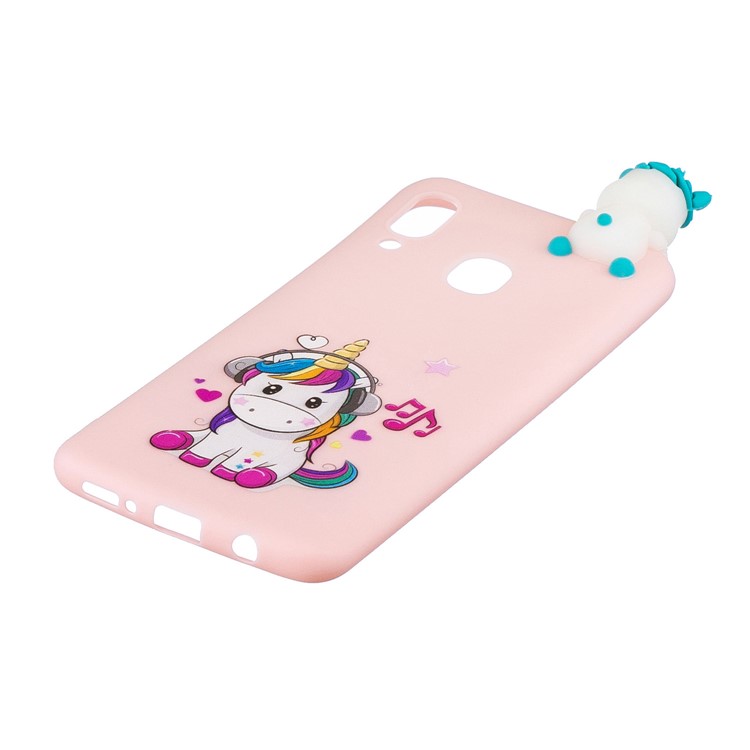 For Samsung Galaxy A30 Pattern Printing TPU Cell Phone Cover with 3D Animal Doll - Unicorn Enjoying Music-4