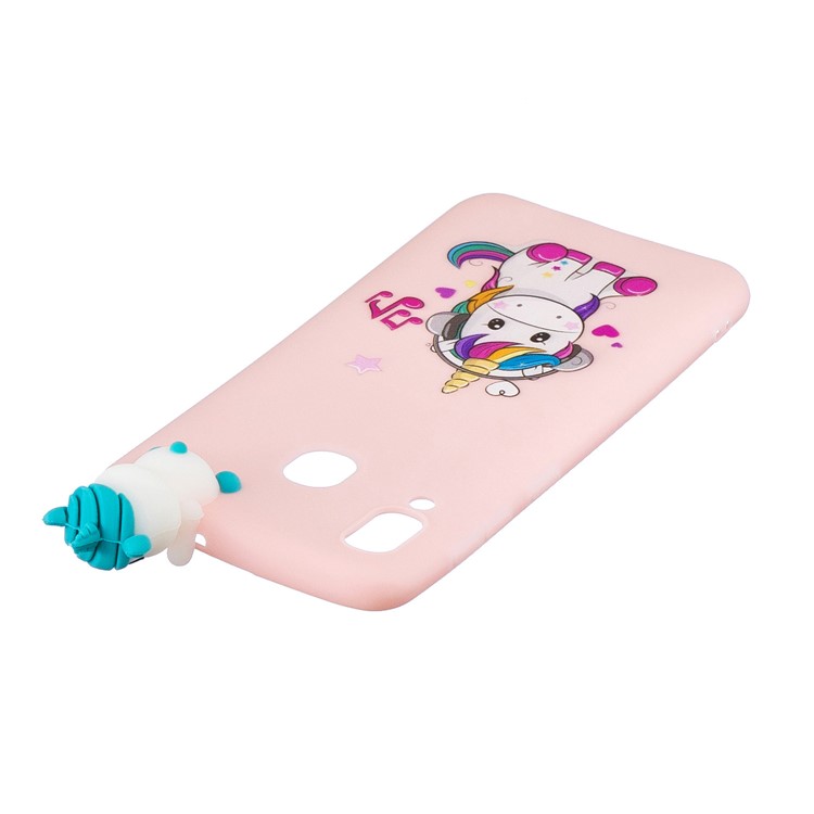 For Samsung Galaxy A30 Pattern Printing TPU Cell Phone Cover with 3D Animal Doll - Unicorn Enjoying Music-5