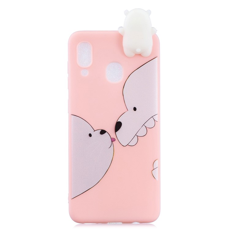 For Samsung Galaxy A30 Pattern Printing TPU Cell Phone Cover with 3D Animal Doll - Bear-2