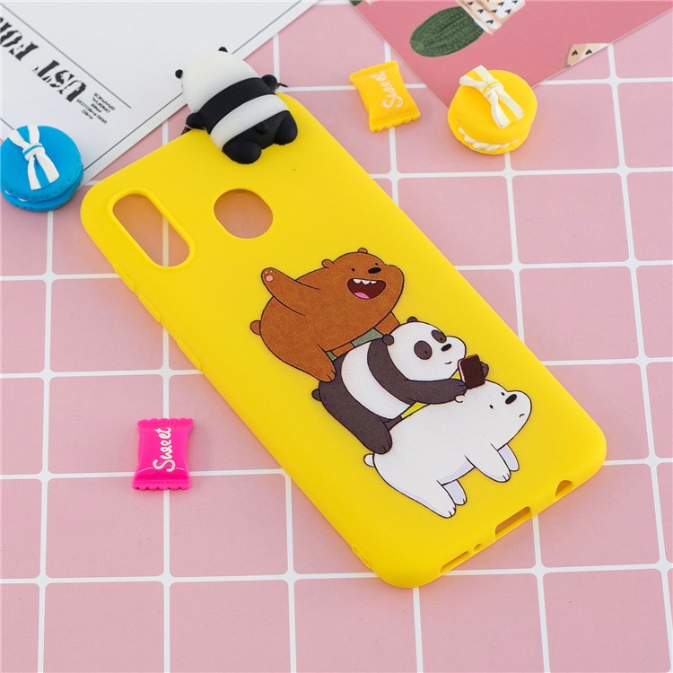 For Samsung Galaxy A30 Pattern Printing TPU Cell Phone Cover with 3D Animal Doll - Panda and Bear-6