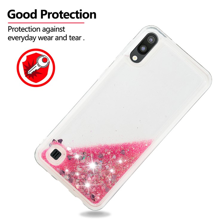 Dynamic Glitter Powder Heart Shaped Sequins TPU Shockproof Case for Samsung Galaxy M10 / A10 - Rose-3