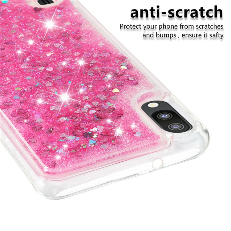 Dynamic Glitter Powder Heart Shaped Sequins TPU Shockproof Case for Samsung Galaxy M10 / A10 - Rose-4