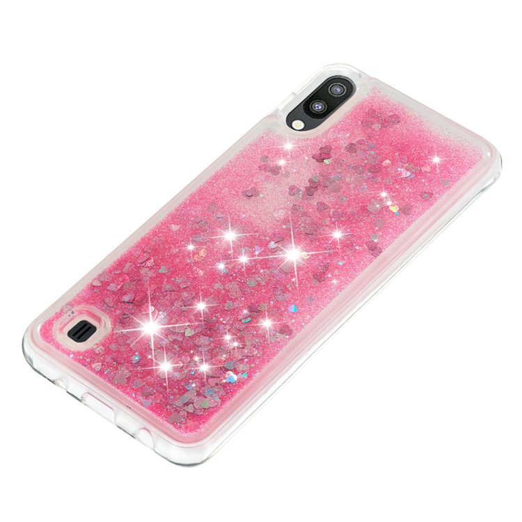 Dynamic Glitter Powder Heart Shaped Sequins TPU Shockproof Case for Samsung Galaxy M10 / A10 - Rose-5